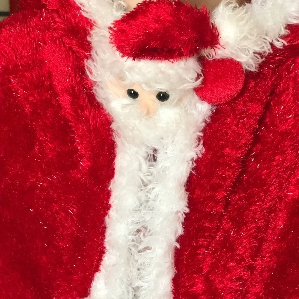 Rare Toddler Santa Clause Hoodie Cape and Mittens Set